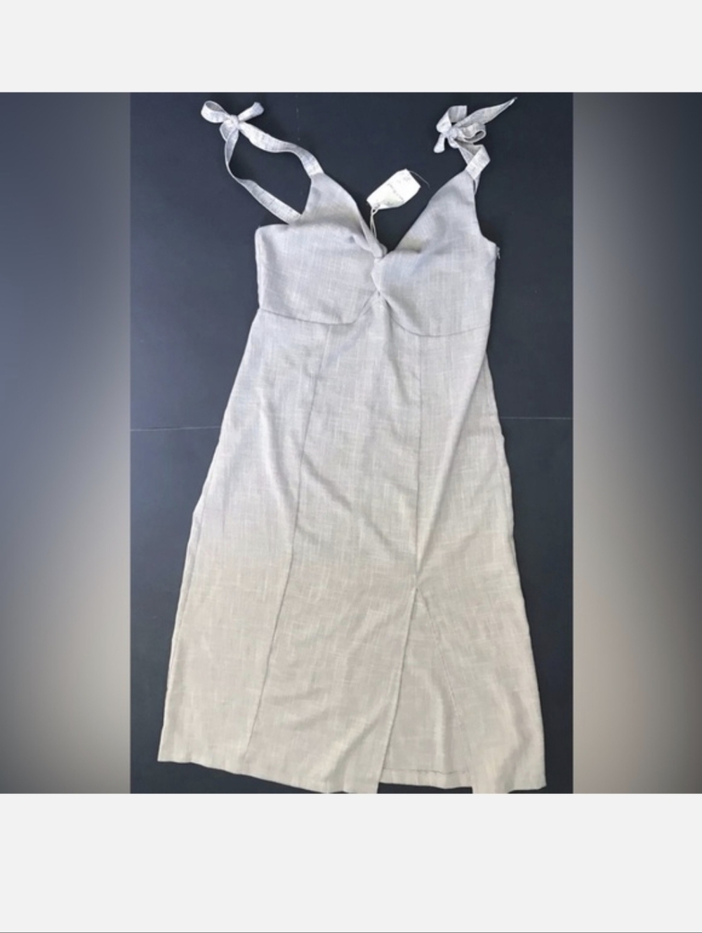 Hem & Thread Beige Tie-Shoulder Midi Dress Size Large